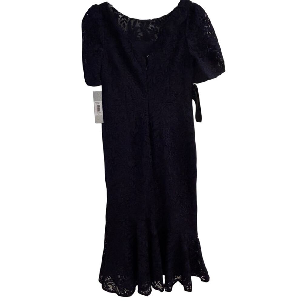Kay Unger Portia Tea Length Midi Dress in Midnight Blue Size 6 - Picture 2 of 15